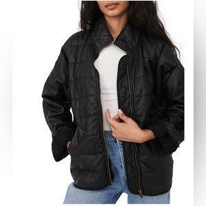 Free People quilted faux leather bomber jacket, Size Small